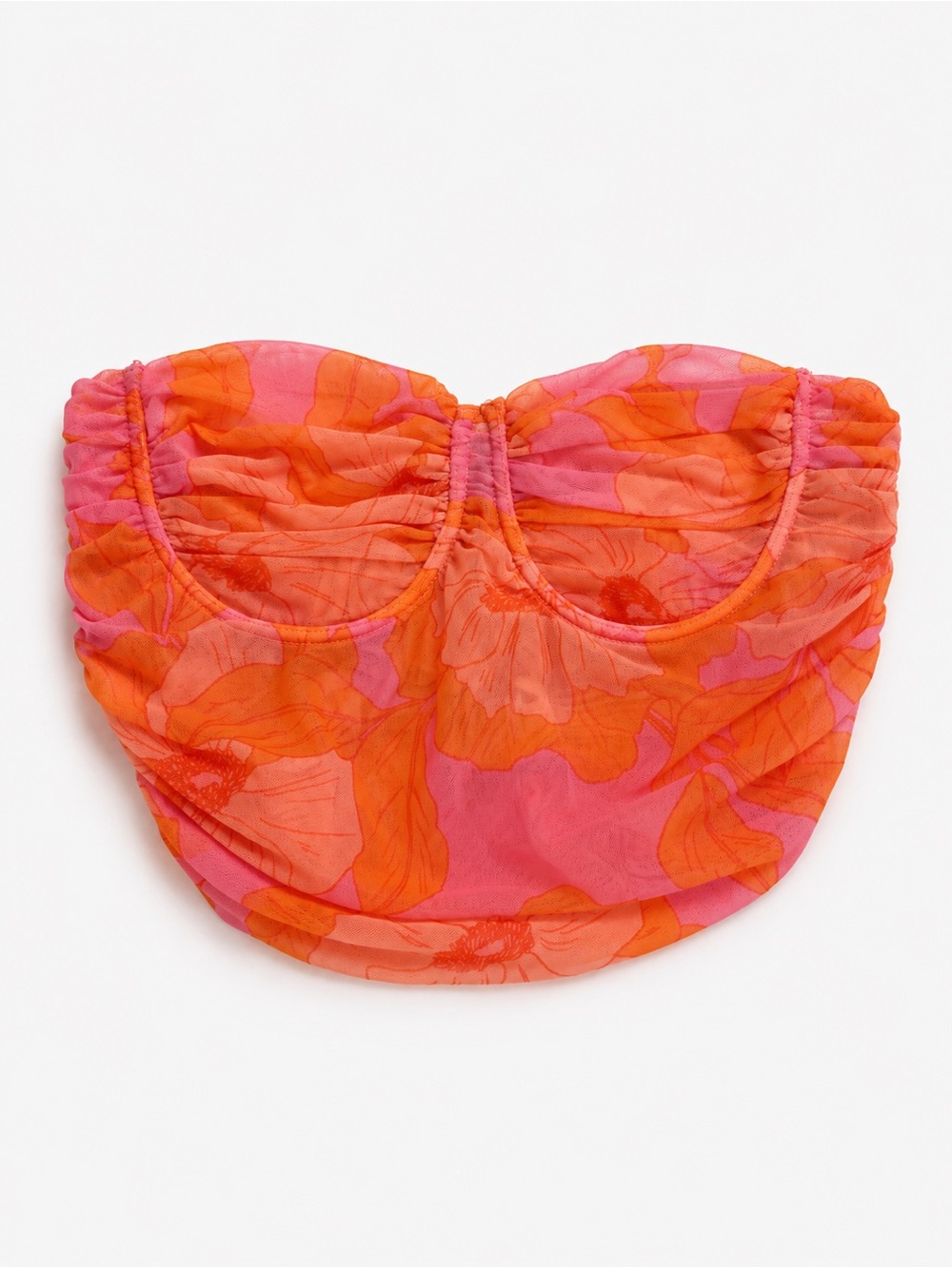 Zara Floral Bandeau Bustier in Pink and Orange